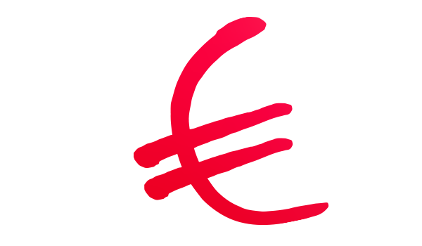 Icne du symbole de l'euro en rouge