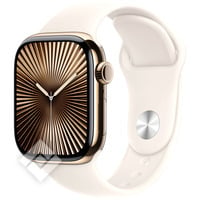 APPLE Watch Series 10 GPS + Cellular 42mm Gold Titanium Case with Starlight Sport Band - S/M