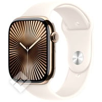 APPLE Watch Series 10 GPS + Cellular 46mm Botier en titane or , Bracelet Sport lumire stellaire - M/L