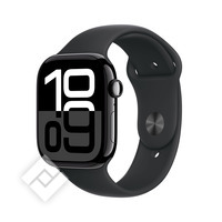 APPLE Watch Series 10 GPS + Cellular 46mm Botier en aluminium noir de jais , Bracelet Sport noir - S/M