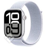 APPLE Watch Series 10 GPS + Cellular 46mm Botier en aluminium argent , Boucle Sport nue bleue