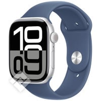 APPLE Watch Series 10 GPS + Cellular 46mm Silver Aluminium Case with Denim Sport Band - S/M