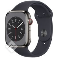 APPLE  WATCH SERIES 8 GPS + CELLULAR 45MM GRAPHITE STAINLESS STEEL CASE WITH MIDNIGHT SPORT BAND - REGULAR