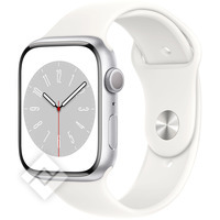 APPLE  WATCH SERIES 8 GPS 45MM SILVER ALUMINIUM CASE WITH WHITE SPORT BAND - REGULAR