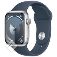 APPLE  WATCH SERIES 9 GPS 41MM SILVER ALUMINIUM CASE WITH STORM BLUE SPORT BAND - S/M