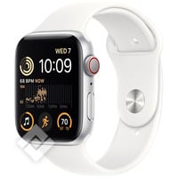 APPLE WATCH SE 22 GPS + CELLULAR 44MM SILVER ALUMINIUM CASE WITH WHITE SPORT BAND - REGULAR