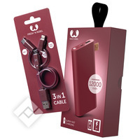 FRESH N REBEL POWERBANK 12.000 + 3 IN 1 CABLE RUBY