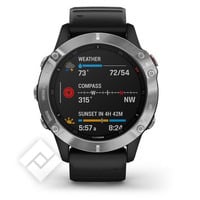 GARMIN FENIX 6 SOLAR, SILVER W/BK BAND, GPS