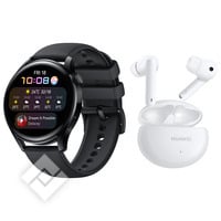 HUAWEI WATCH 3 BLACK + BLACK STRAP ESIM + FREEBUDS 4I WHITE