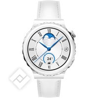 HUAWEI WATCH GT 3 PRO - SILVER BEZEL + WHITE CERAMIC CASE + WHITE LEATHER STRAP