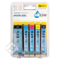 INKLINE EPSON 26XL 5PACK 2BL+3CLR