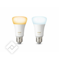 PHILIPS HUE HUE AMPOULE STANDARD - LUMIRE BLANCHE FROIDE  CHAUDE - PACK DE 2