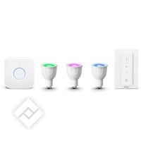 PHILIPS HUE HUE WHITE AND COLOR AMBIANCE STARTER KIT GU10 + PONT + TELECOMMANDE