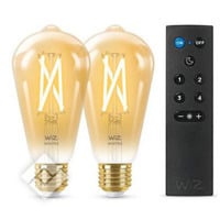 WIZ 2 PACK+REMOTE E27 60W GLD