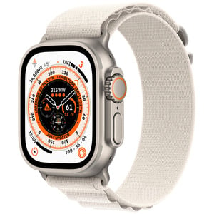 APPLE Watch Ultra GPS + Cellular, 49mm Titanium Case with Starlight Alpine Loop - Medium