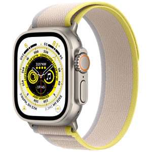 APPLE Watch Ultra GPS + Cellular, 49mm Titanium Case with Yellow/Beige Trail Loop -M/L