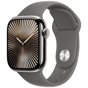 APPLE Watch Series 10 GPS + Cellular 42mm Botier en titane naturel , Bracelet Sport gris minral - S/M