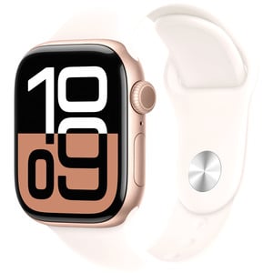 APPLE Watch Series 10 GPS 42mm Botier en aluminium or rose , Bracelet Sport rose tendre - M/L