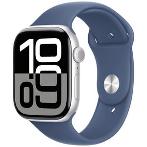 APPLE Watch Series 10 GPS + Cellular 46mm Silver Aluminium Case with Denim Sport Band - M/L