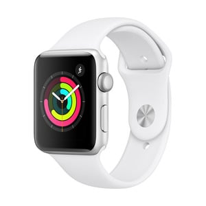 APPLE WATCH SERIES 3 2018 GPS 42MM SILVER ALUMINUM CASE WHITE SPORT BAND