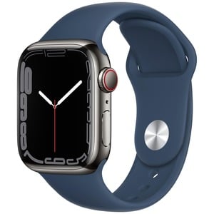 APPLE WATCH SERIES 7 GPS + CELLULAR 41MM GRAPHITE STAINLESS STEEL CASE WITH ABYSS BLUE SPORT BAND REGULAR