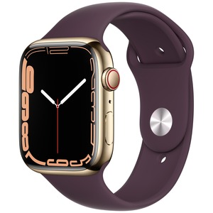 APPLE WATCH SERIES 7 GPS + CELLULAR 45MM GOLD STAINLESS STEEL CASE WITH DARK CHERRY SPORT BAND REGULAR