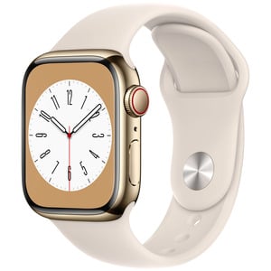 APPLE  Watch Series 8 GPS + Cellular 41mm Gold Stainless Steel Case with Starlight Sport Band - Regular