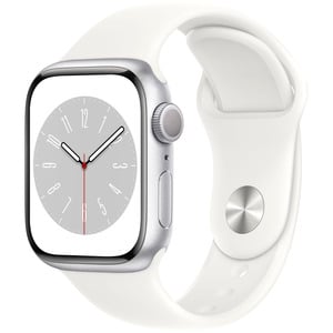 APPLE  Watch Series 8 GPS 41mm Silver Aluminium Case with White Sport Band - Regular