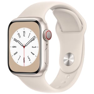 APPLE  Watch Series 8 GPS + Cellular 41mm Starlight Aluminium Case with Starlight Sport Band - Regular