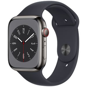 APPLE  Watch Series 8 GPS + Cellular 45mm Graphite Stainless Steel Case with Midnight Sport Band - Regular