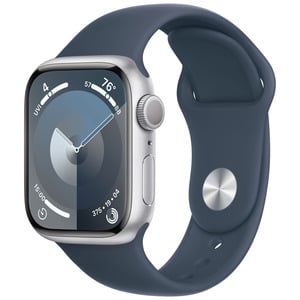 APPLE  Watch Series 9 GPS 41mm Silver Aluminium Case with Storm Blue Sport Band - S/M