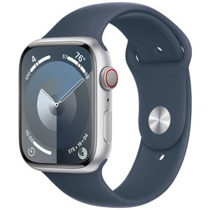 APPLE  Watch Series9 GPS + Cellular 45mm Silver Aluminium Case with Storm Blue Sport Band - M/L