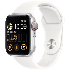 APPLE Watch SE 22 GPS + Cellular 40mm Silver Aluminium Case with White Sport Band - Regular