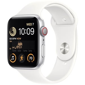 APPLE Watch SE 22 GPS + Cellular 44mm Silver Aluminium Case with White Sport Band - Regular