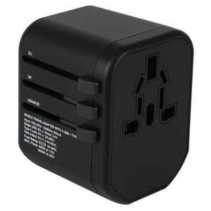 BACK2BUZZ WORLDWIDE TRAVEL CHARGER ADAPTER - 150 COUNTRIES - BLACK