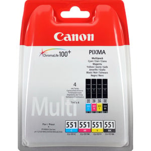 CANON CLI 551 BLACK + 3 COLORS PACK