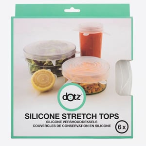 DOTZ SET OF 6 SILICONE FRESH FOOD LIDS TRANSPARENT