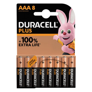 Piles DURACELL PLUS 100% AAA LR03 X8