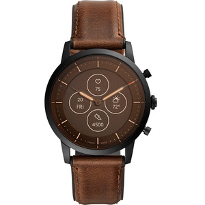 FOSSIL HYBRID HR COLLIDER BROWN LEATHER FTW7008