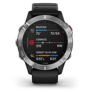 GARMIN FENIX 6 SOLAR, SILVER W/BK BAND, GPS