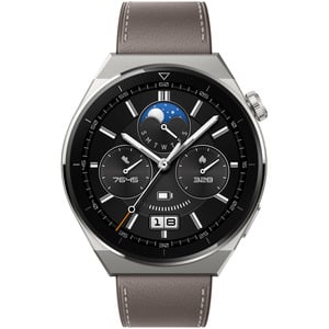 HUAWEI WATCH GT 3 PRO - TITANIUM CASE - GRAY LEATHER STRAP