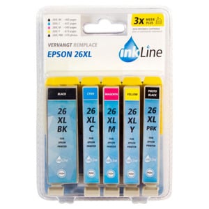 INKLINE EPSON 26XL 5PACK 2BL+3CLR