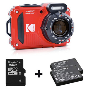 KODAK PIXPRO WPZ2 RED PACK BATTERY + SD CARD   