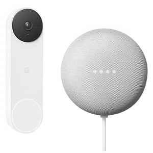 NEST DOORBELL(BATTERY) + GOOGLE NEST MINI CHALK