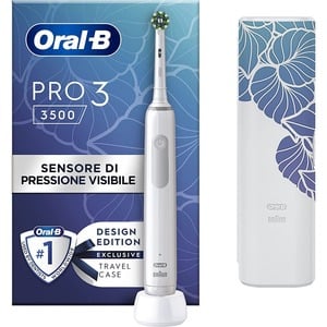 ORAL-B PRO 3500 WHITE +TRAVEL CASE FLORA BLUE