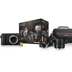 PANASONIC Pack Lumix GX9K PREMIUM + G Vario 12-32 mm f/3.5-5.6 + G Vario 35-100 mm f/4.0-5.6 + G 25 mm f/1.7+ SD 16 Go + BAG