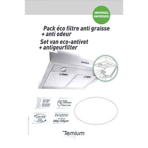 TEMIUM PACK ECO FILTRES ANTI GRAISSE + ANTI ODEUR UNIVERSEL ET DECOUPABLE