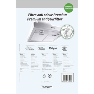 TEMIUM FILTRE DE HOTTE ANTI ODEUR PREMIUM 47X57CM - DCOUPABLE & UNIVERSEL
