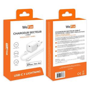 WEFIX CHARGER USB-C MET LIGHTNING KABEL