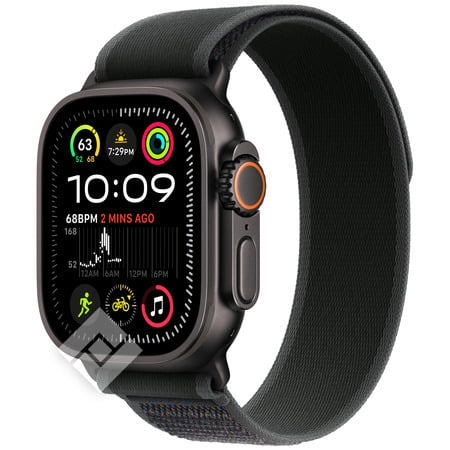 APPLE Watch Ultra 2 GPS + Cellular 49mm Botier en titane noir , Boucle Trail noir - M/L